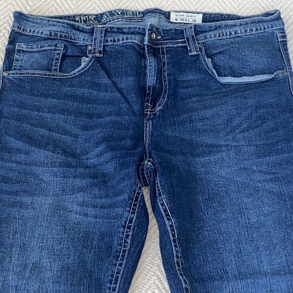 TK Axel Jeans Men Size 40x30 Slim Boot Blue Denim Western Flap Pockets - Picture 4 of 11